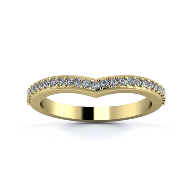 18K Yellow Gold 2.2mm Wishbone Half Grain Diamond Set Ring