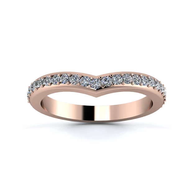 18K Rose Gold 2.5mm Wishbone Half Grain Diamond Set Ring