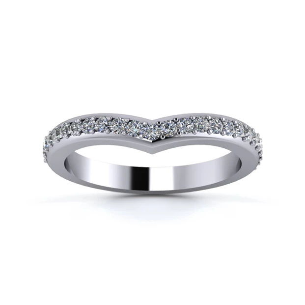 Platinum 2.5mm Wishbone Half Grain Diamond Set Ring