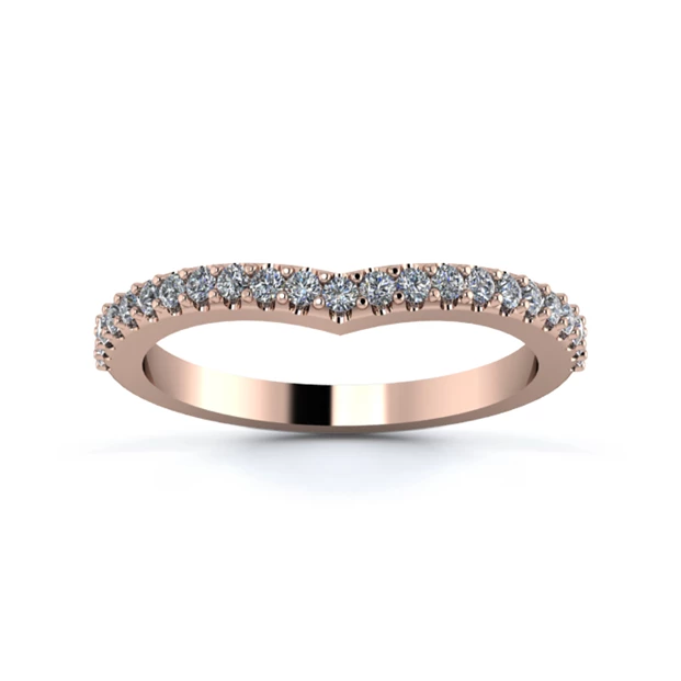 18K Rose Gold 2mm Wishbone Half Micro Diamond Set Ring