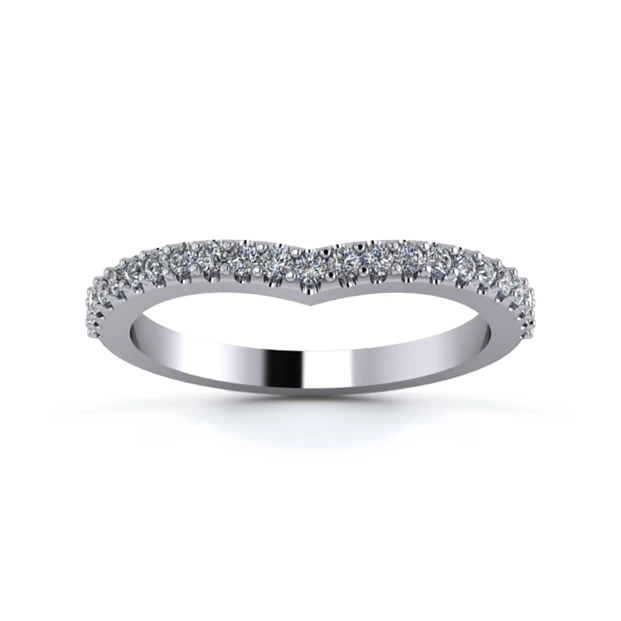 Platinum 2mm Wishbone Half Micro Diamond Set Ring