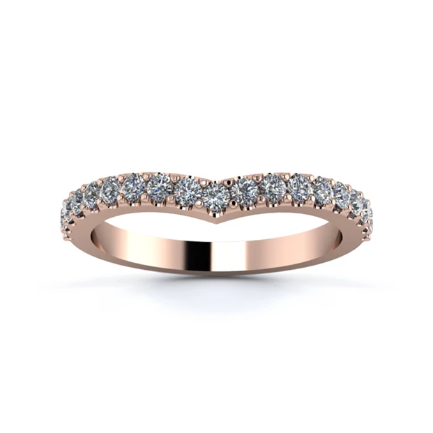 18K Rose Gold 2.2mm Wishbone Half Micro Diamond Set Ring