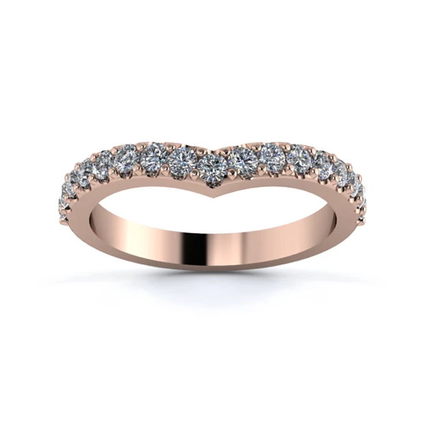 18K Rose Gold 2.5mm Wishbone Half Micro Diamond Set Ring