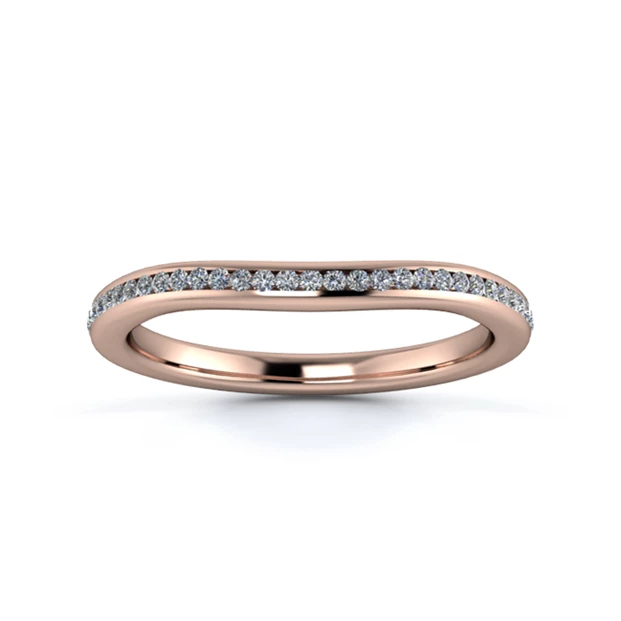 18K Rose Gold 2mm Slight Wave Three Quarter Channel Diamond Set Ring