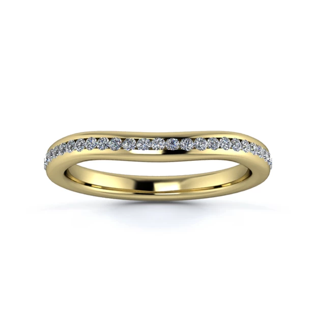 18K Yellow Gold 2.2mm Slight Wave Full Channel Diamond Set Ring