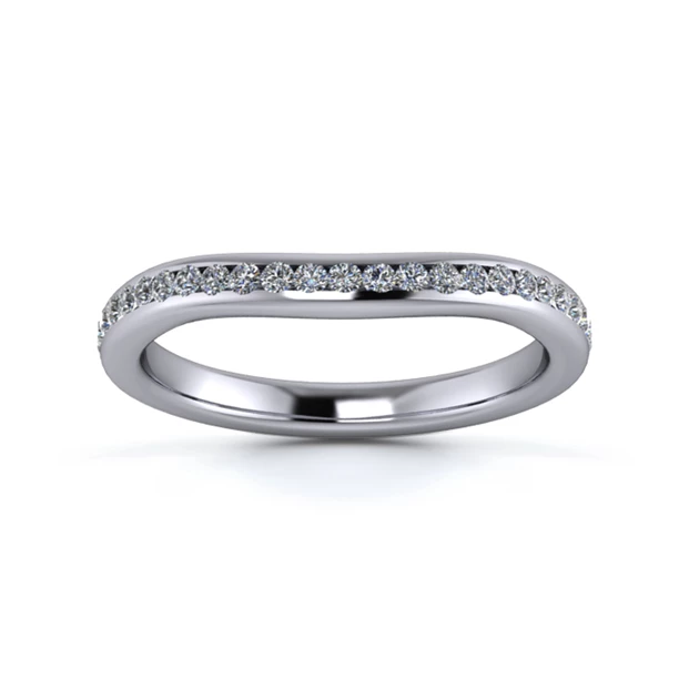 18K White Gold 2.2mm Slight Wave Three Quarter Channel Diamond Set Ring