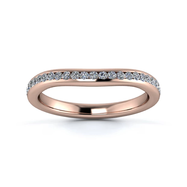 18K Rose Gold 2.2mm Slight Wave Three Quarter Channel Diamond Set Ring