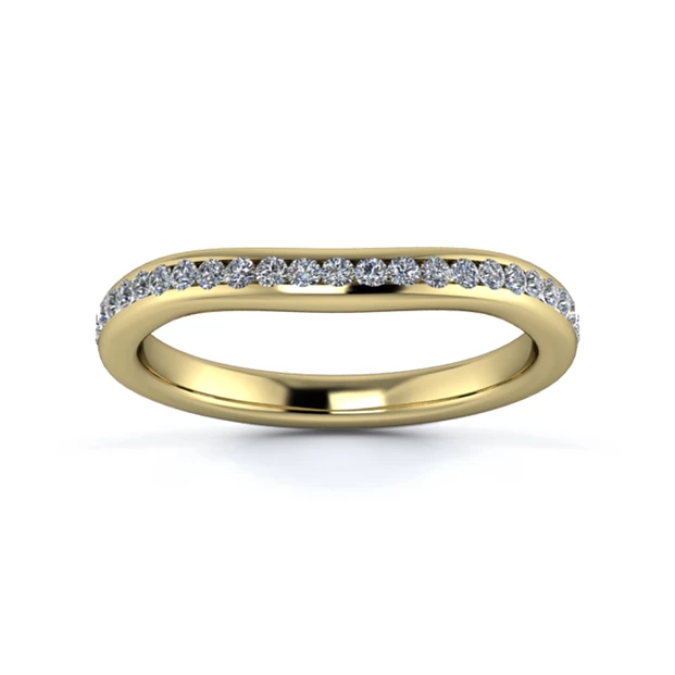 18K Yellow Gold 2.2mm Slight Wave Three Quarter Channel Diamond Set Ring