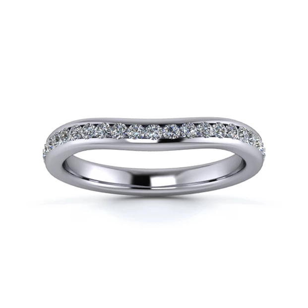 18K White Gold 2.5mm Slight Wave Full Channel Diamond Set Ring