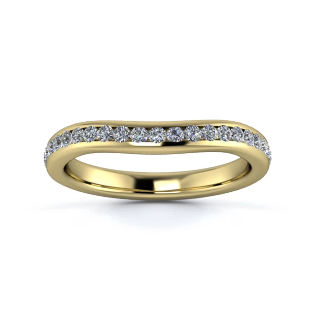 18K Yellow Gold 2.5mm Slight Wave Full Channel Diamond Set Ring