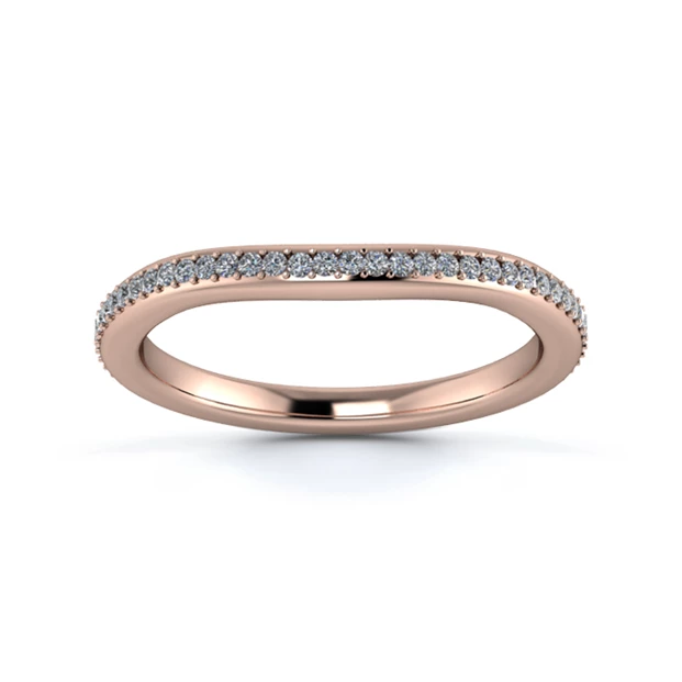 18K Rose Gold 2mm Slight Wave Full Grain Diamond Set Ring