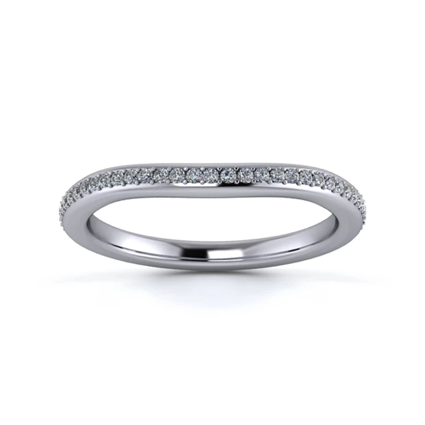 Platinum 2mm Slight Wave Three Quarter Grain Diamond Set Ring