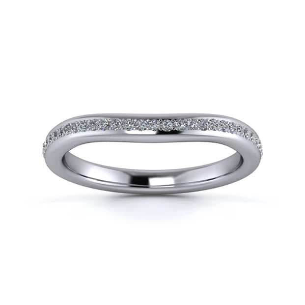 Platinum 2.2mm Slight Wave Full Grain Diamond Set Ring