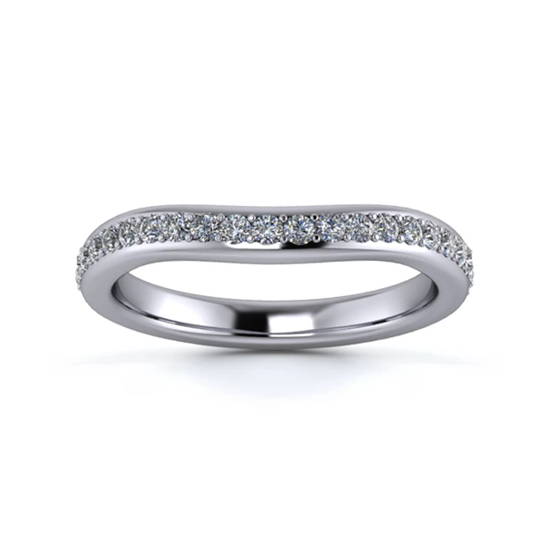 18K White Gold 2.5mm Slight Wave Full Grain Diamond Set Ring