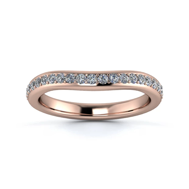 18K Rose Gold 2.5mm Slight Wave Three Quarter Grain Diamond Set Ring