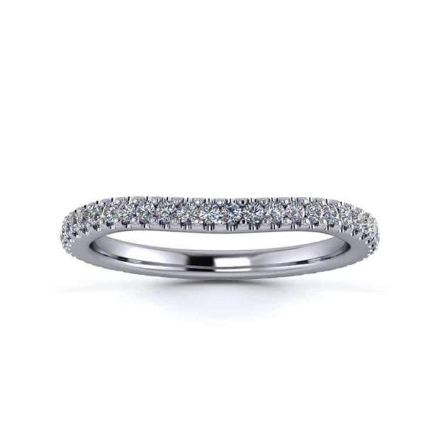 Platinum 2mm Slight Wave Full Micro Diamond Set Ring