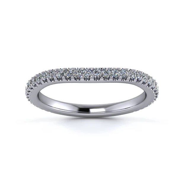 Platinum 2mm Slight Wave Three Quarter Micro Diamond Set Ring