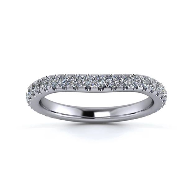 18K White Gold 2.2mm Slight Wave Full Micro Diamond Set Ring