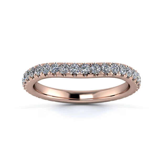 18K Rose Gold 2.2mm Slight Wave Three Quarter Micro Diamond Set Ring