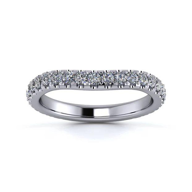 Platinum 2.5mm Slight Wave Full Micro Diamond Set Ring