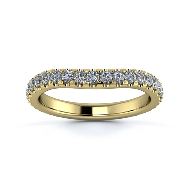 18K Yellow Gold 2.5mm Slight Wave Full Micro Diamond Set Ring