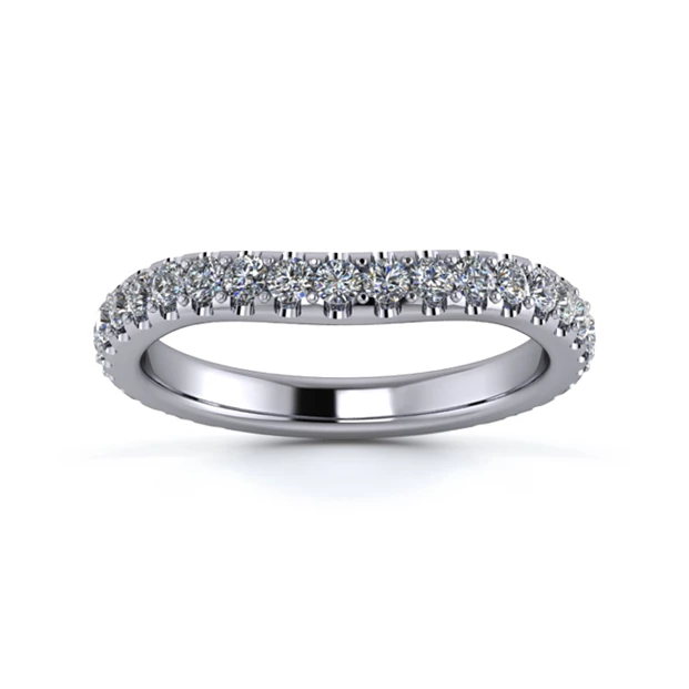 Platinum 2.5mm Slight Wave Three Quarter Micro Diamond Set Ring