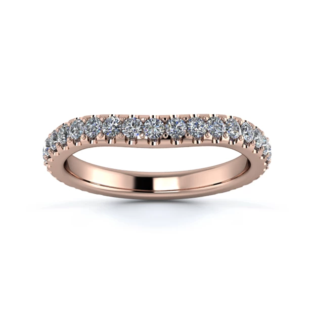 18K Rose Gold 2.5mm Slight Wave Three Quarter Micro Diamond Set Ring