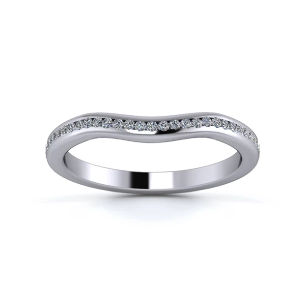 18K White Gold 2mm Gentle Wave Three Quarter Channel Diamond Set Ring