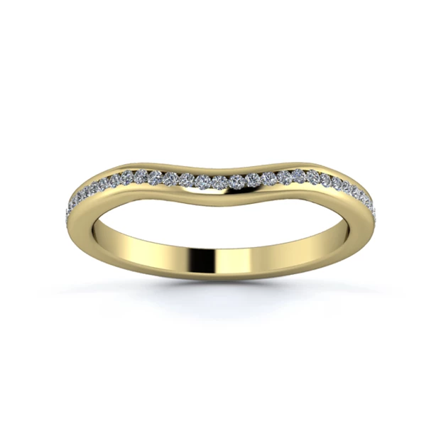 18K Yellow Gold 2mm Gentle Wave Three Quarter Channel Diamond Set Ring