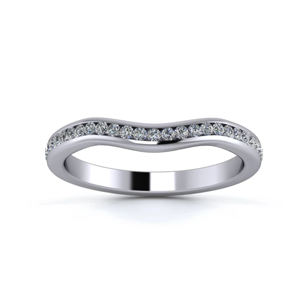 Platinum 2.2mm Gentle Wave Three Quarter Channel Diamond Set Ring