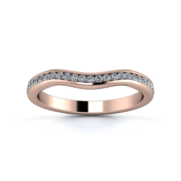 18K Rose Gold 2.2mm Gentle Wave Three Quarter Channel Diamond Set Ring