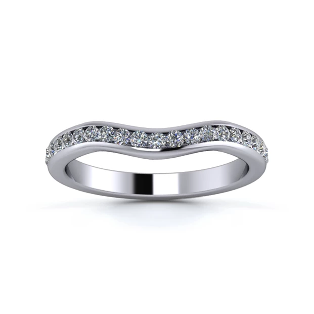 18K White Gold 2.5mm Gentle Wave Three Quarter Channel Diamond Set Ring