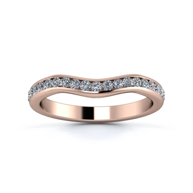 18K Rose Gold 2.5mm Gentle Wave Three Quarter Channel Diamond Set Ring