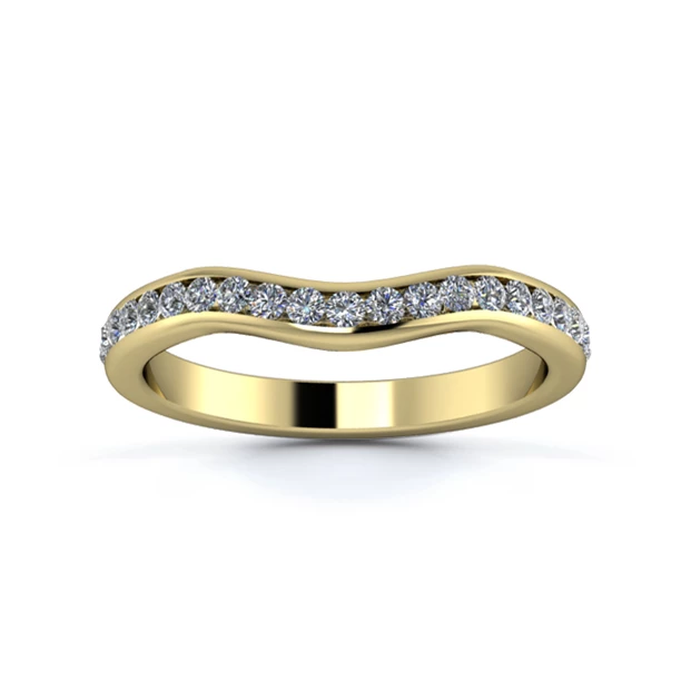 18K Yellow Gold 2.5mm Gentle Wave Three Quarter Channel Diamond Set Ring