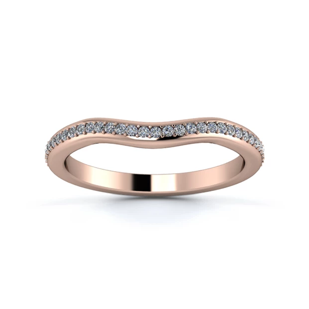 18K Rose Gold 2mm Gentle Wave Full Grain Diamond Set Ring