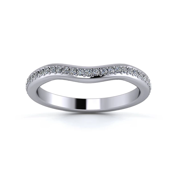 18K White Gold 2.2mm Gentle Wave Full Grain Diamond Set Ring