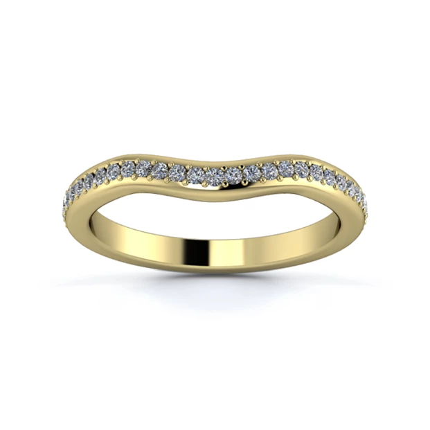 18K Yellow Gold 2.2mm Gentle Wave Full Grain Diamond Set Ring