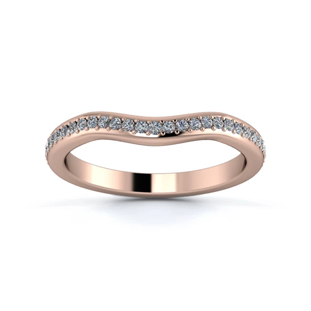 18K Rose Gold 2.2mm Gentle Wave Three Quarter Grain Diamond Set Ring