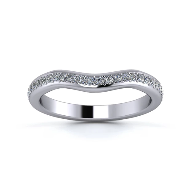 Platinum 2.5mm Gentle Wave Full Grain Diamond Set Ring