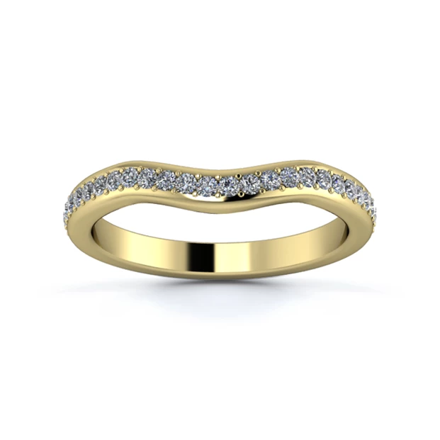 18K Yellow Gold 2.5mm Gentle Wave Full Grain Diamond Set Ring