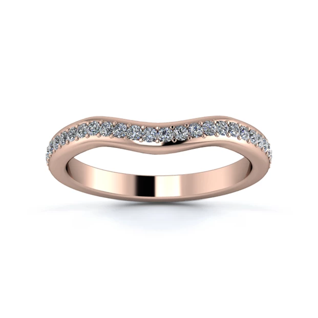 18K Rose Gold 2.5mm Gentle Wave Three Quarter Grain Diamond Set Ring