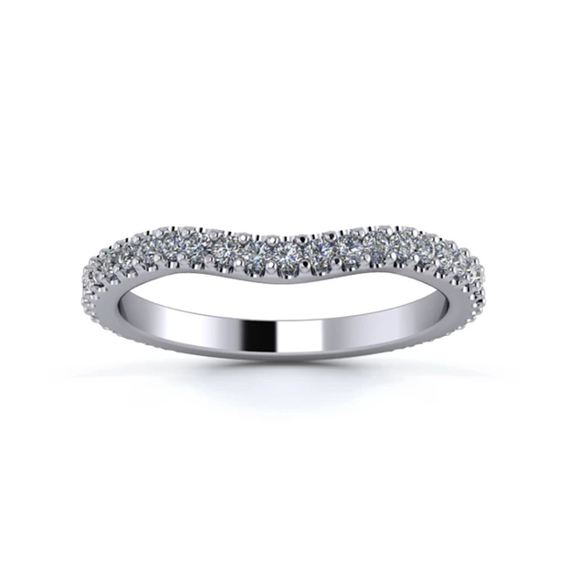 18K White Gold 2mm Gentle Wave Full Micro Diamond Set Ring