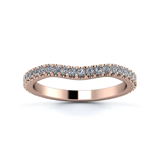 18K Rose Gold 2mm Gentle Wave Full Micro Diamond Set Ring