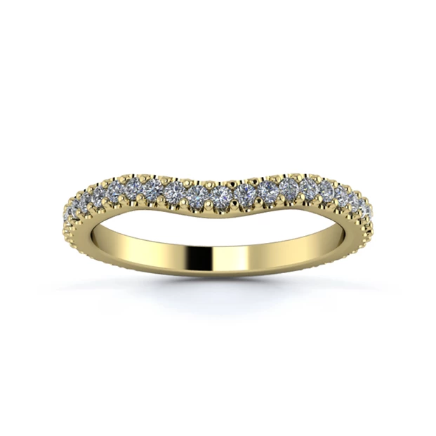 18K Yellow Gold 2mm Gentle Wave Full Micro Diamond Set Ring