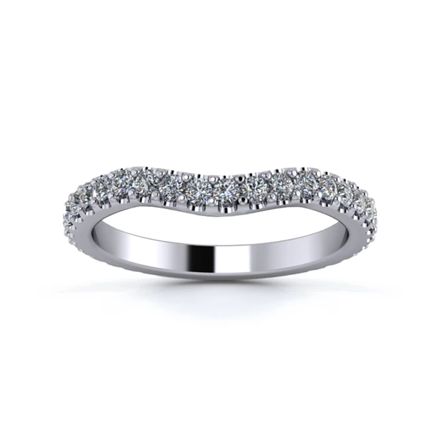 Platinum 2.2mm Gentle Wave Full Micro Diamond Set Ring