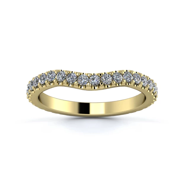 18K Yellow Gold 2.2mm Gentle Wave Full Micro Diamond Set Ring