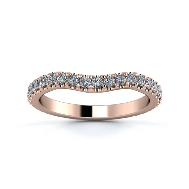 18K Rose Gold 2.2mm Gentle Wave Three Quarter Micro Diamond Set Ring