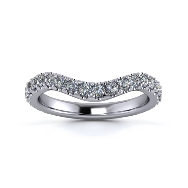 Platinum 2.2mm Dramatic Wave Three Quarter Micro Diamond Set Ring