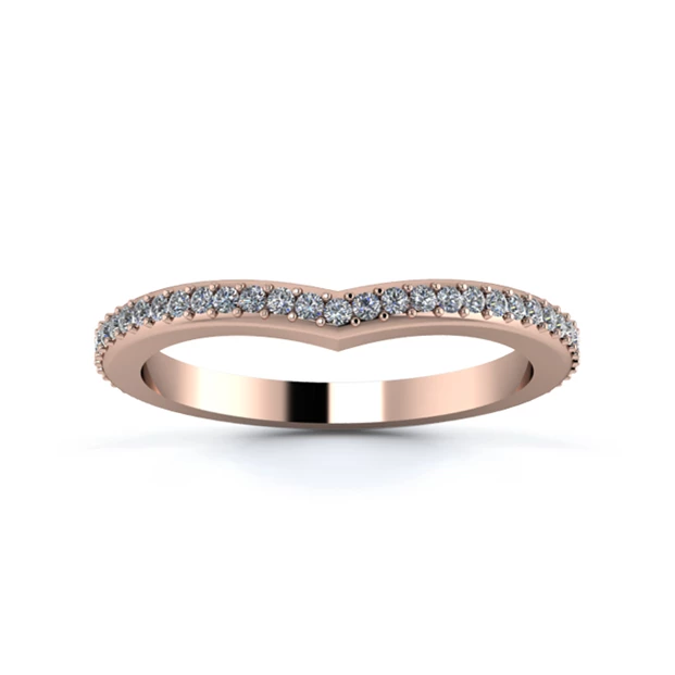 18K Rose Gold 2mm Wishbone Full Grain Diamond Set Ring