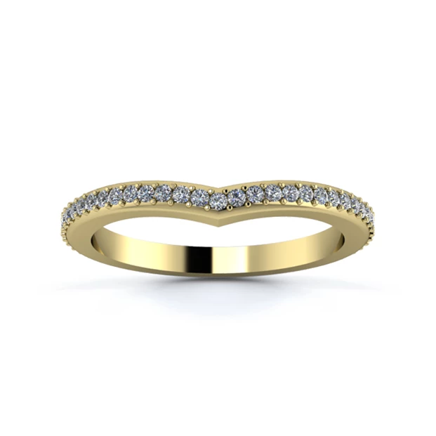 18K Yellow Gold 2mm Wishbone Full Grain Diamond Set Ring